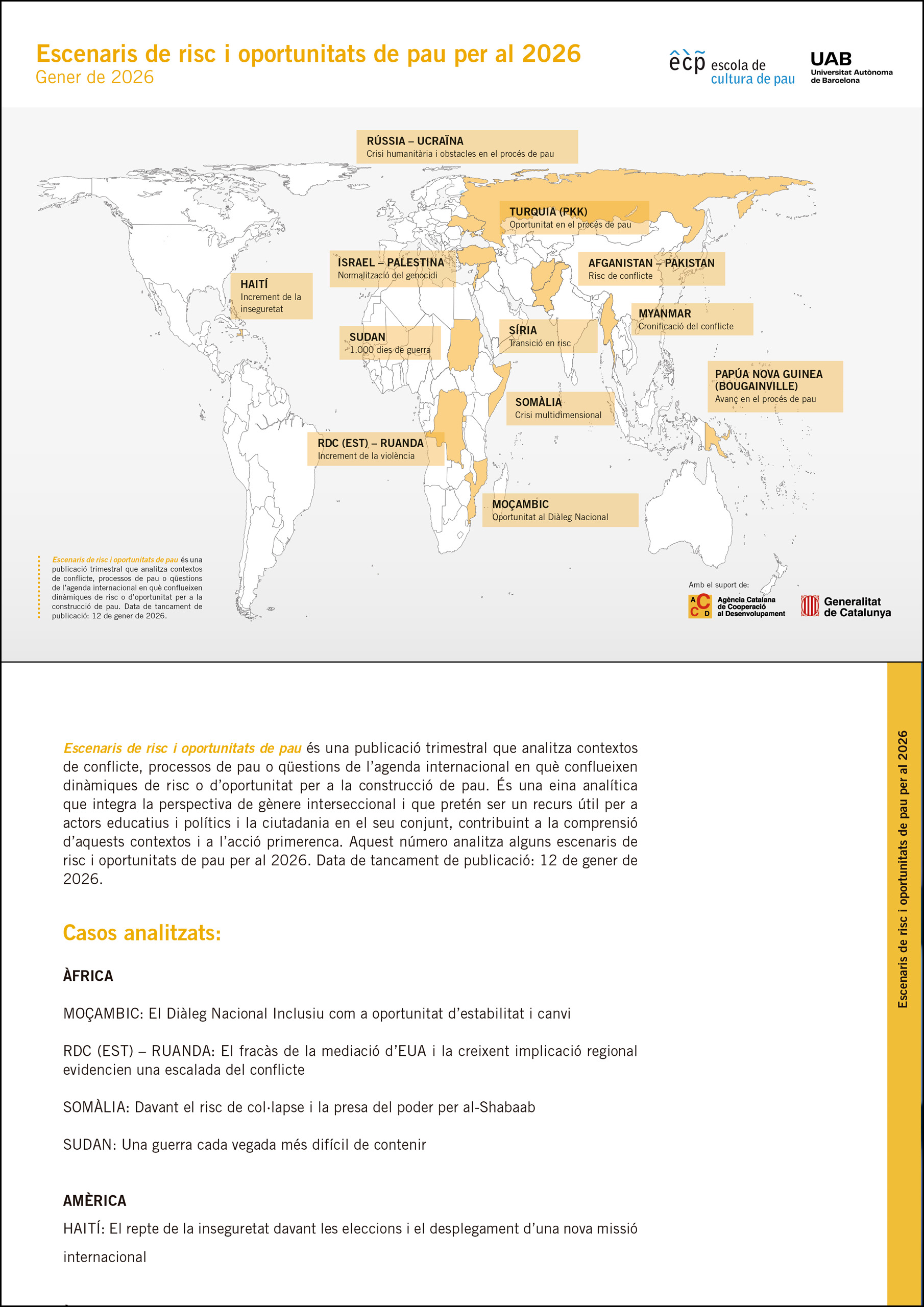 Escenaris de  risc i oportunitats de pau per a 2026 