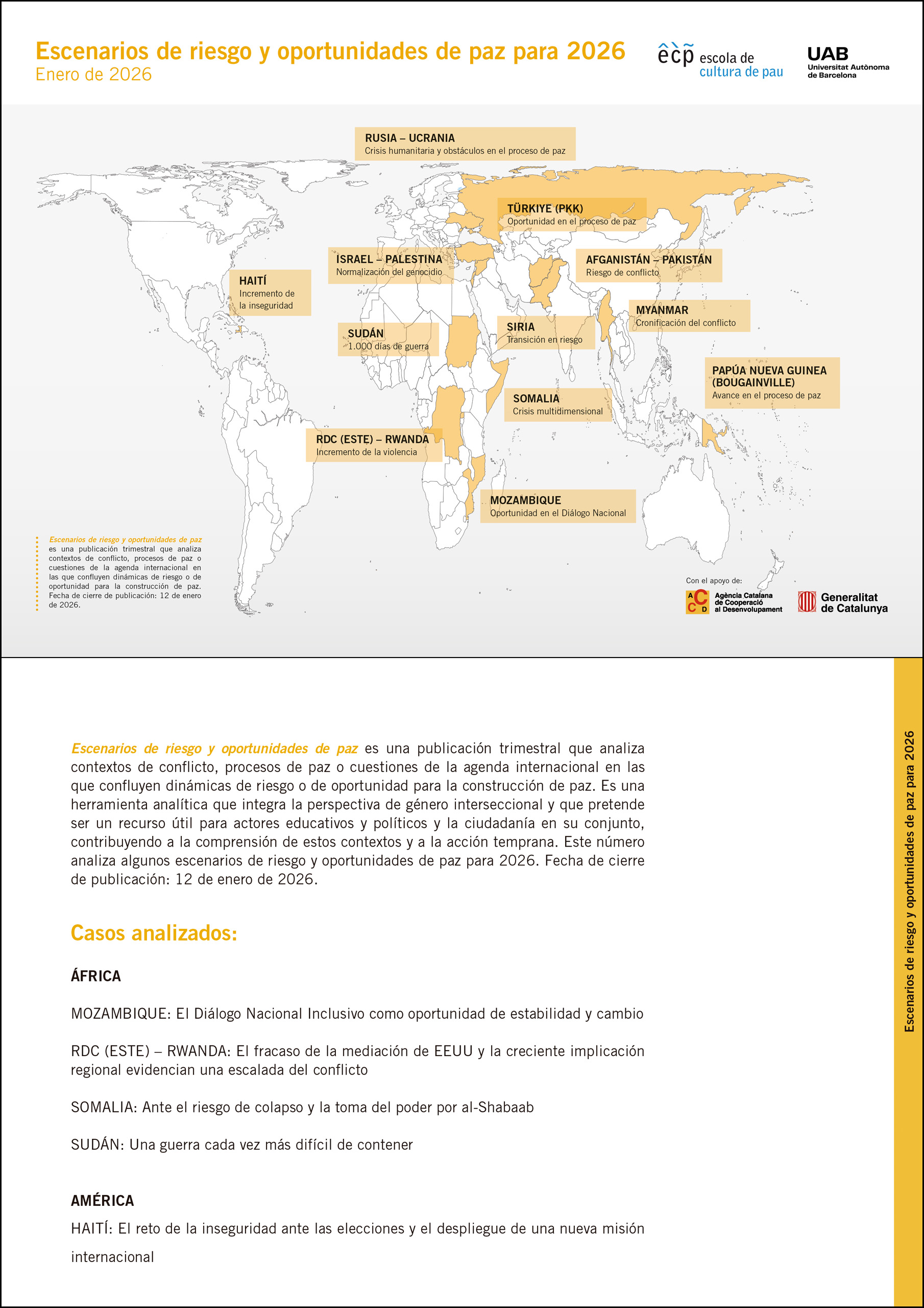Escenarios de riesgo y oportunidades de paz para 2026